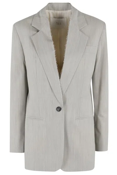 Tela Single-breasted Blazer With Tailored Silhouette In Grigio Chiaro
