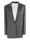 Tela Single-breasted Notched-lapel Blazer In Gray