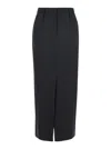 TELA SISTER BLACK LONG SKIRT WITH FRONT AND REAR SIT IN WOOL BLEND STRETCH WOMAN