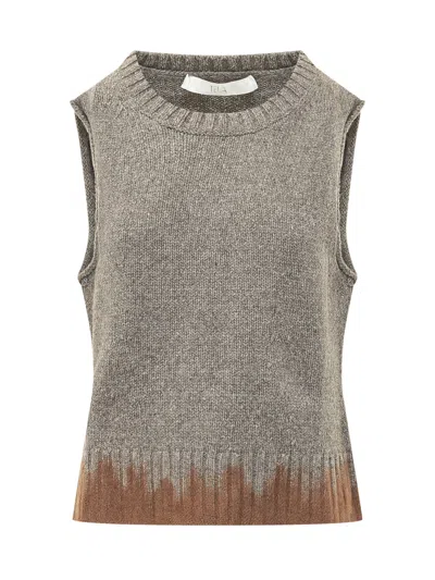 Tela Sleeveless Knit Sweater Vest In Grigio