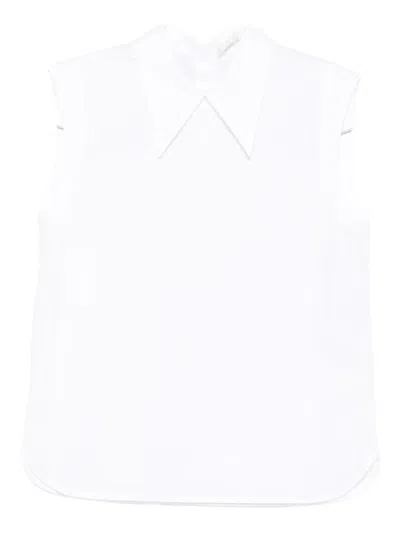 Tela Sleeveless Pointed-collar Top In White
