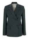 Tela Double-breasted Peak-lapel Blazer In Gray