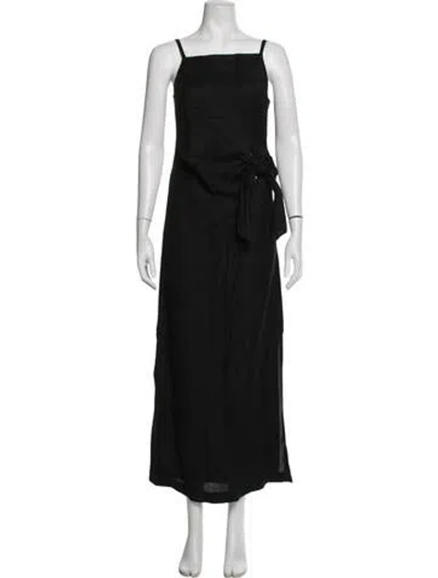 Pre-owned Tela Square Neckline Long Dress In Black/blue
