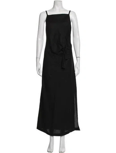 Pre-owned Tela Square Neckline Long Dress In Blue