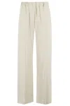 Tela Relaxed-fit Pants With Elastic Waistband And Angled Pockets In Avena