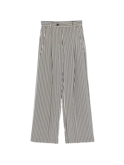 Tela Striped Button-fastening Trousers In Gray