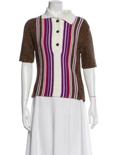 Pre-owned Tela Striped Crew Neck Sweater In Purple