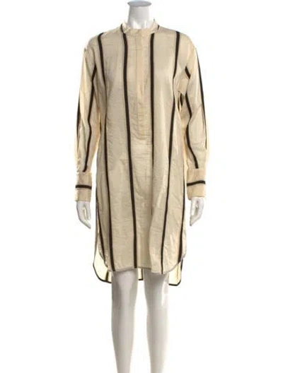 Pre-owned Tela Striped Knee-length Dress In Neutrals