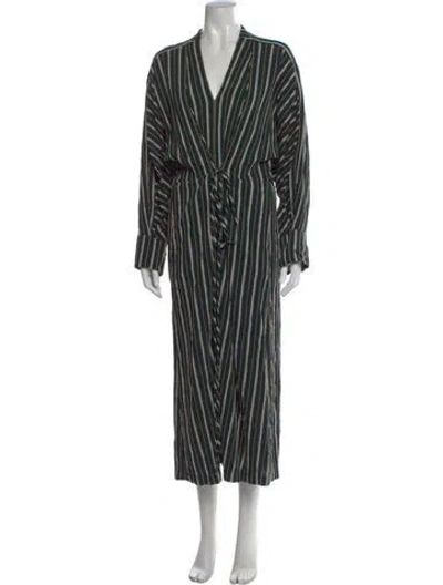 Pre-owned Tela Striped Long Dress In Multi
