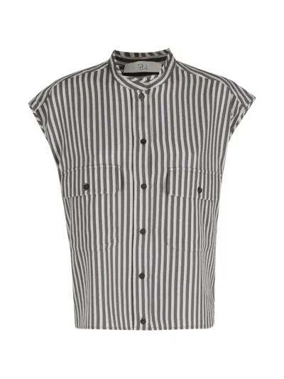 Tela Striped Pocket Shirt In Gray
