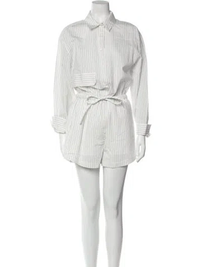 Pre-owned Tela Striped Romper W/ Tags In Silver