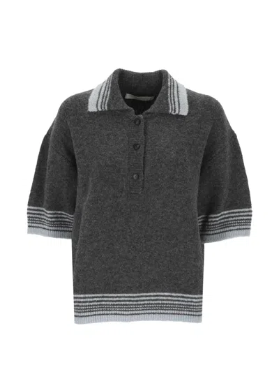 Tela Striped-trim Polo Top In Animal Print