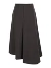 Tela Sweet Brown Asymmetric Skirt With Side Zip Closure In Linen And Viscose Blend Woman In Brown