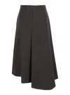 Tela Sweet Brown Asymmetric Skirt With Side Zip Closure In Linen And Viscose Blend Woman