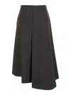 Tela Sweet Brown Asymmetric Skirt With Side Zip Closure In Linen And Viscose Blend Woman In Brown