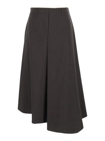 TELA 'SWEET' BROWN ASYMMETRIC SKIRT WITH SIDE ZIP CLOSURE