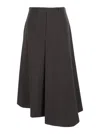 Tela Sweet Brown Asymmetric Skirt With Side Zip Closure In Linen And Viscose Blend Woman In Brown
