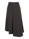 Tela Sweet Brown Asymmetric Skirt With Side Zip Closure In Linen And Viscose Blend Woman In Brown