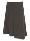 Tela Sweet Brown Asymmetric Skirt With Side Zip Closure In Linen And Viscose Blend Woman In Brown