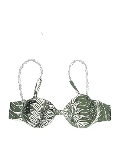 Pre-owned Tela Swimsuit Top Green Tropical Pattern Swimwear