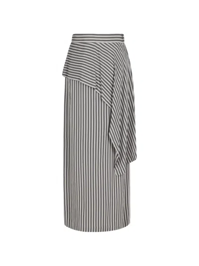 Tela Tilda Striped Ruffled Midi Skirt In Pattern