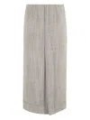 Tela High-waisted Midi Skirt With Contrasting Piping In Gray