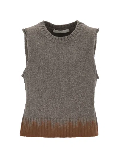 Tela Two-tone Knitted Vest In Gray