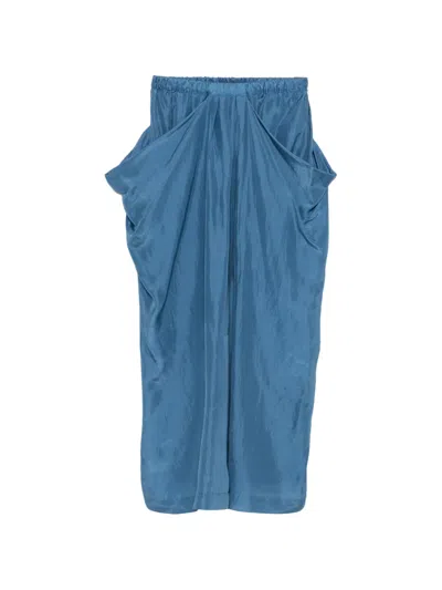 Tela Utopia Draped Midi Skirt In Blue