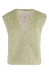 Tela V-neck Teddy Effect Canvas Vest In Green