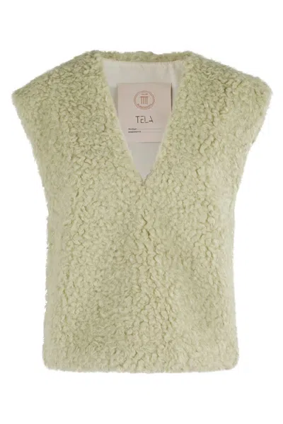 TELA V-NECK TEDDY EFFECT CANVAS VEST