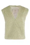 Tela V-neck Teddy Effect Canvas Vest In Green