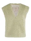Tela V-neck Teddy Effect Canvas Vest In Green