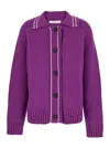 Tela Button-fastening Long-sleeve Cardigan In Purple