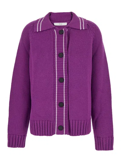 Tela Violet Cardigan In Purple