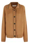 Tela Violet Cardigan With Polo Collar And Button Closure In Brown