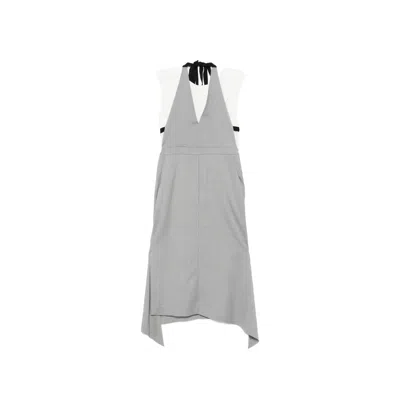 Tela V-neck Halterneck Midi Dress In Gray