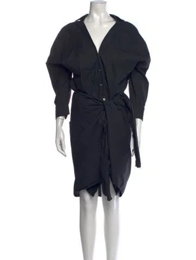 Pre-owned Tela V-neck Knee-length Dress In Blue