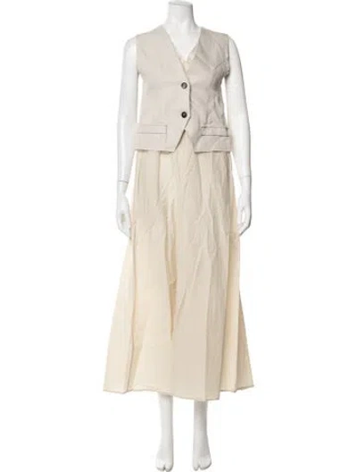 Pre-owned Tela V-neck Long Dress W/ Tags In Neutrals