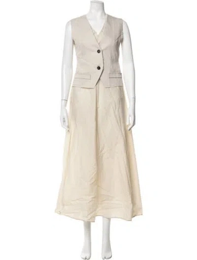 Pre-owned Tela V-neck Long Dress W/ Tags In Neutrals