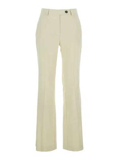 Tela White Pants With Belt Loops In Linen And Viscose Blend Woman