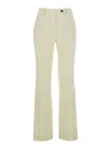 TELA WHITE PANTS WITH BELT LOOPS IN LINEN AND VISCOSE BLEND WOMAN