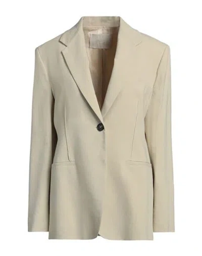 Tela Woman Blazer Beige Size 8 Viscose, Linen, Elastane