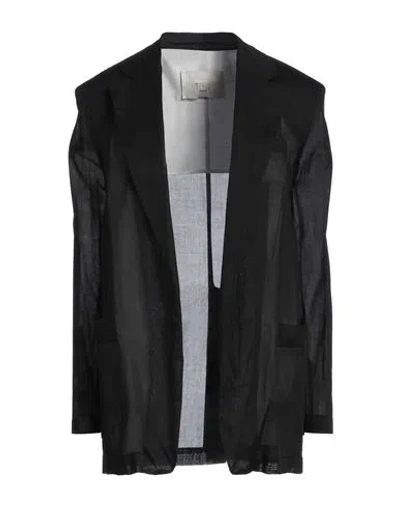 Tela Woman Blazer Black Size 6 Cotton In Black