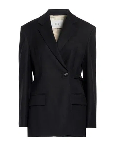 Tela Woman Blazer Black Size 8 Virgin Wool, Elastane