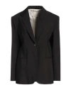 Tela Woman Blazer Black Size 8 Viscose, Linen, Elastane
