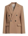 Tela Woman Blazer Camel Size 6 Polyester, Virgin Wool, Elastane In Pink