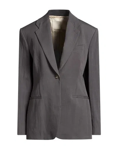 Tela Woman Blazer Charcoal Size 8 Viscose, Linen In Gray