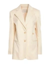 Tela Woman Blazer Cream Size 8 Cotton, Polyamide, Linen In White
