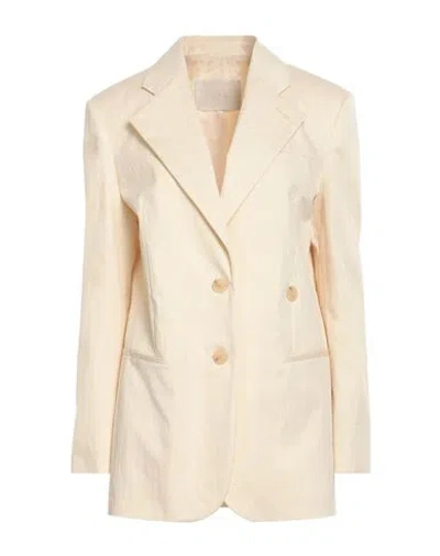Tela Woman Blazer Cream Size 8 Cotton, Polyamide, Linen In White