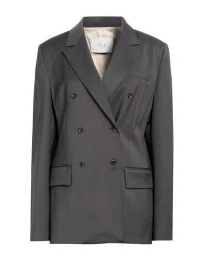 Tela Woman Blazer Grey Size 10 Polyester, Virgin Wool, Elastane In Gray